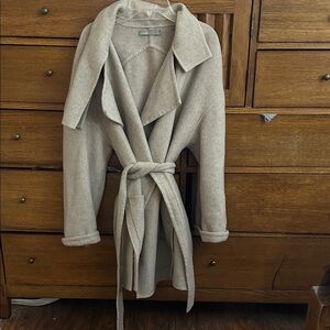 Vince Cream Wrap Belted Wool Blend Coat Size Small